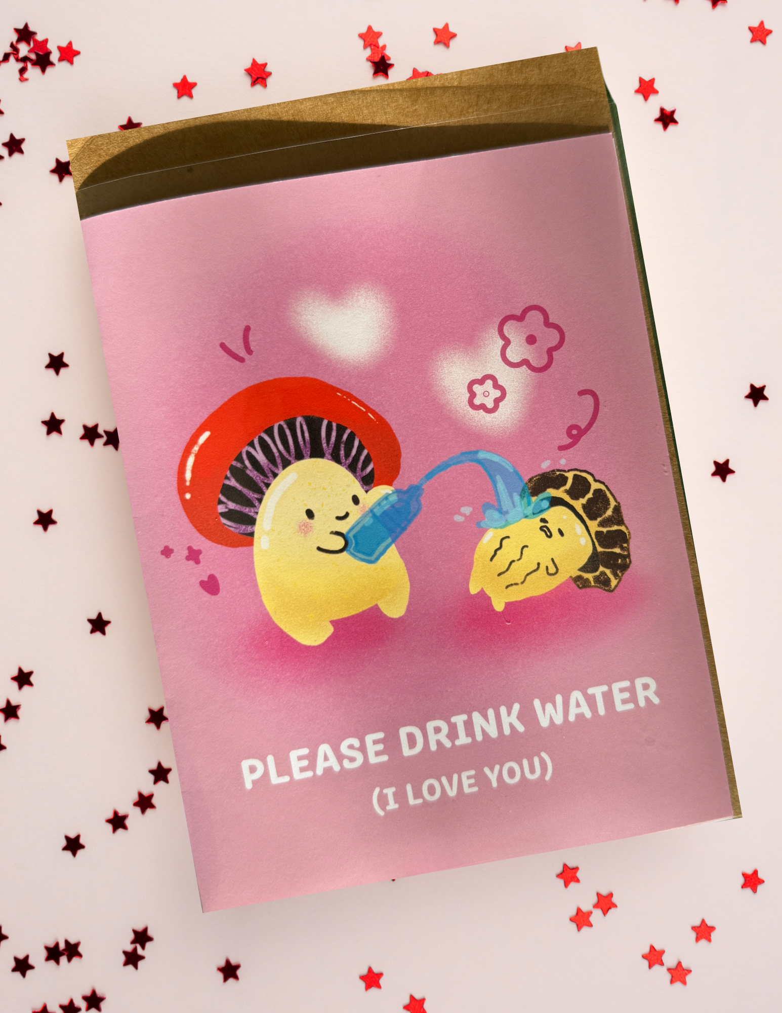 “Please Drink Water” Greeting Card 💧🍄